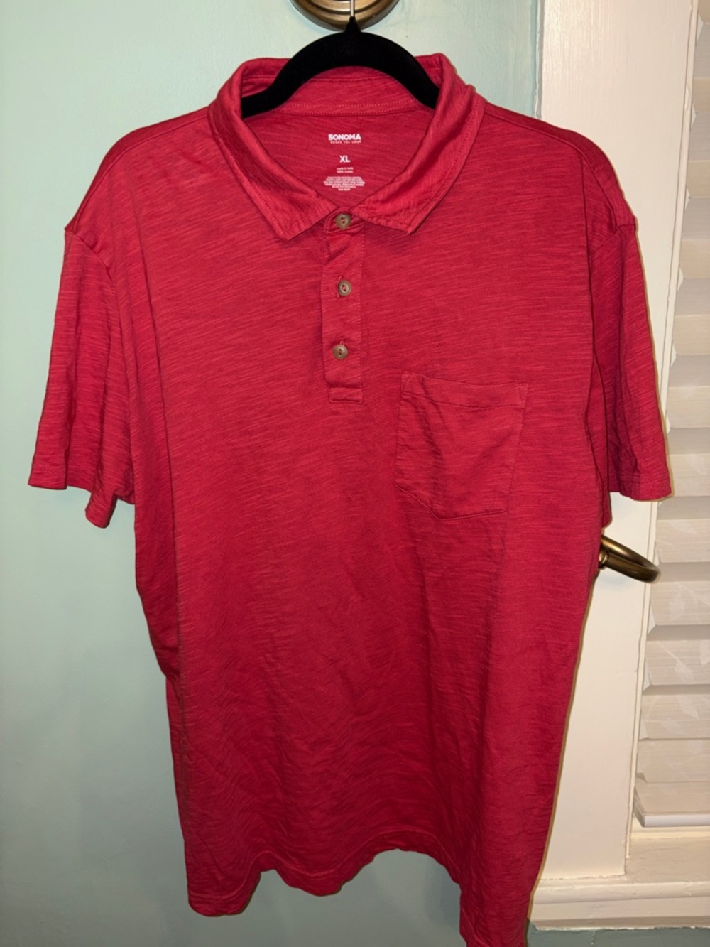 Sonoma Men's Heathered Red Polo with Chest Pocket